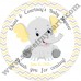 Yellow and grey elephant baby shower stickers,(006ebs)